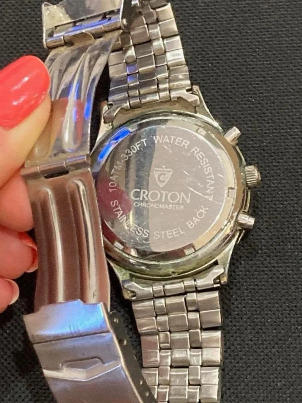 Croton Silver Stainless Steel Chronograph Watch with White Dial